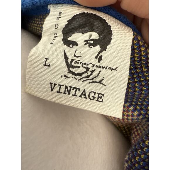 Vintage Betsey Johnson Punk Label Crop Cardigan Alley Cat Fair Aisle Print L Mod - Picture 15 of 16
